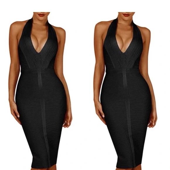 Bebe Elegant Black Bandage Dress - Picture 2 of 5